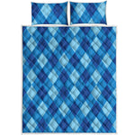 Blue Argyle Pattern Print Quilt Bed Set