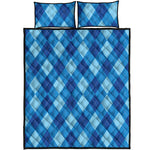 Blue Argyle Pattern Print Quilt Bed Set