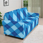 Blue Argyle Pattern Print Sofa Cover