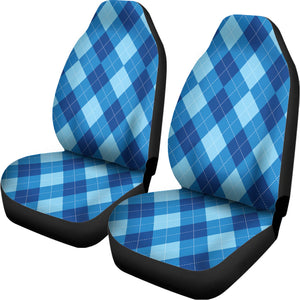 Blue Argyle Pattern Print Universal Fit Car Seat Covers