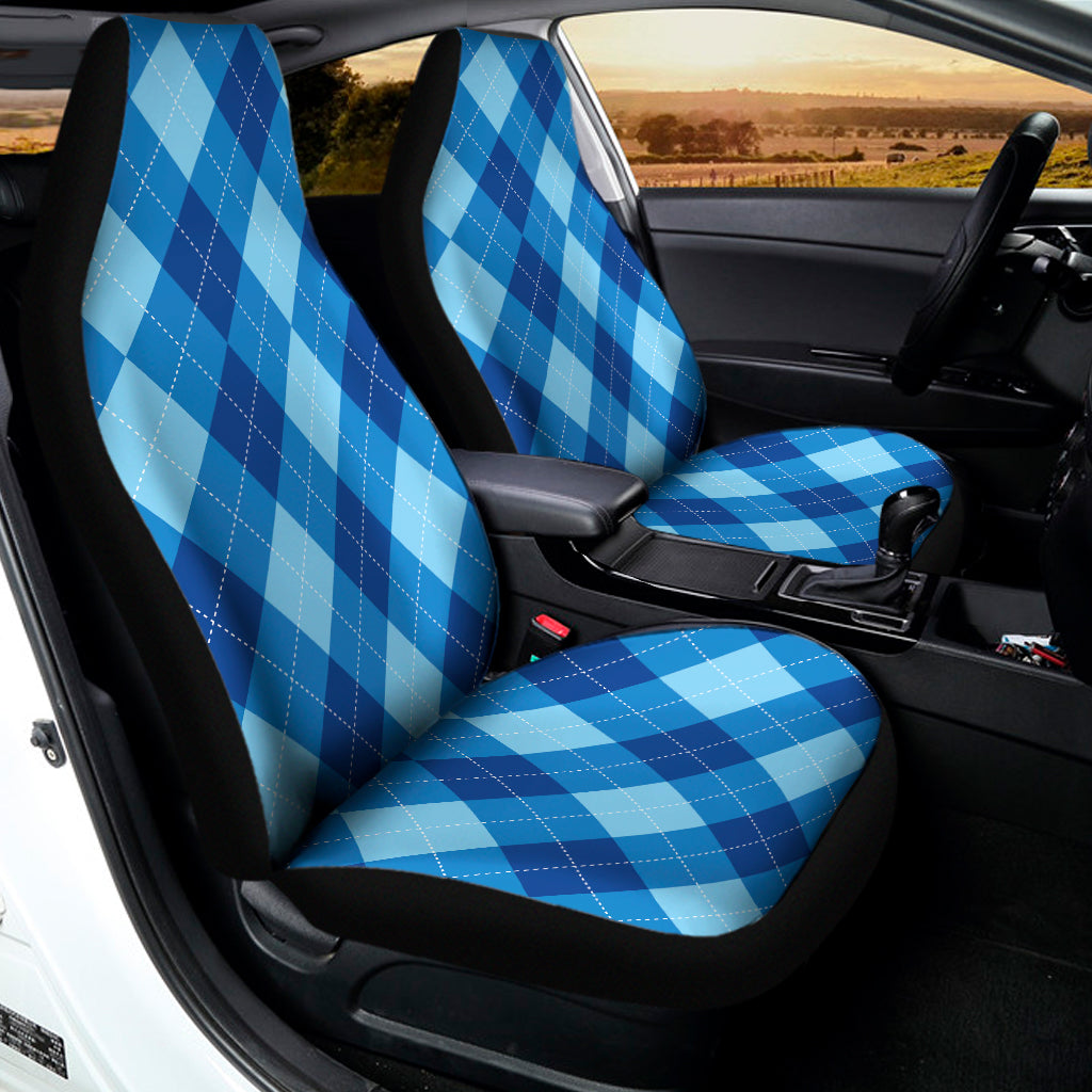 Blue Argyle Pattern Print Universal Fit Car Seat Covers