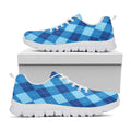 Blue Argyle Pattern Print White Running Shoes