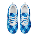 Blue Argyle Pattern Print White Sneakers