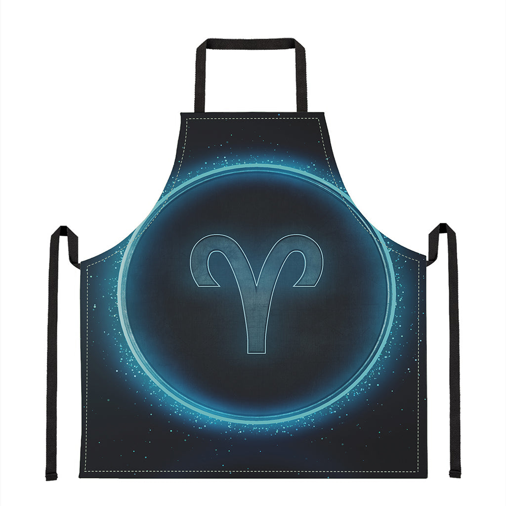 Blue Aries Zodiac Sign Print Apron