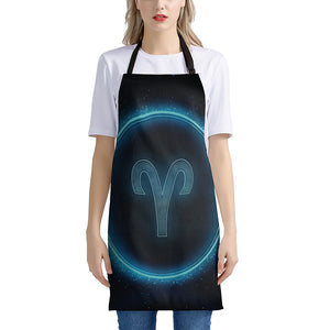 Blue Aries Zodiac Sign Print Apron