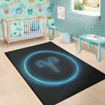 Blue Aries Zodiac Sign Print Area Rug