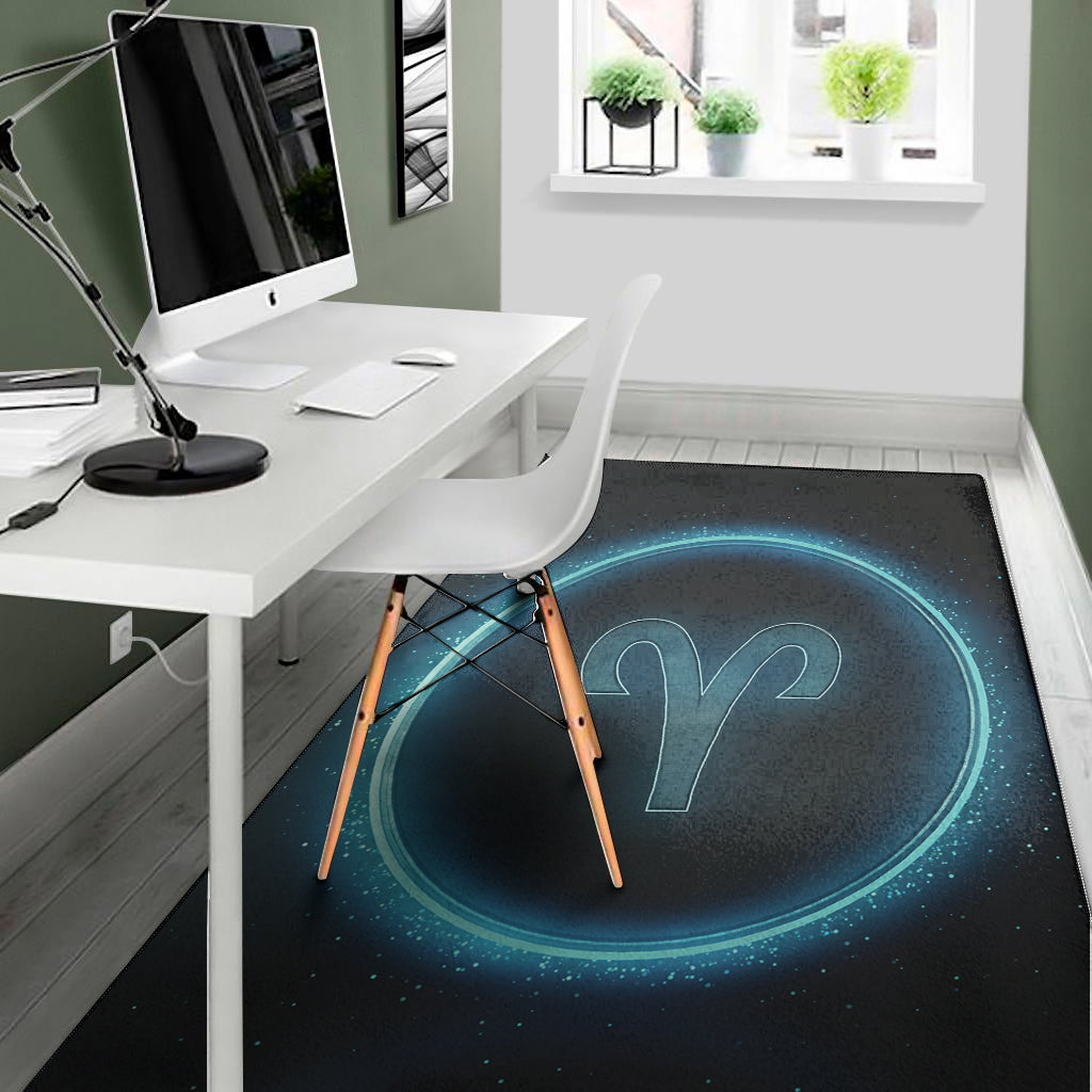 Blue Aries Zodiac Sign Print Area Rug