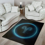 Blue Aries Zodiac Sign Print Area Rug