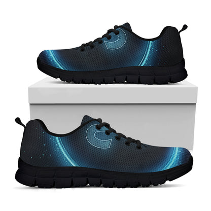Blue Aries Zodiac Sign Print Black Sneakers