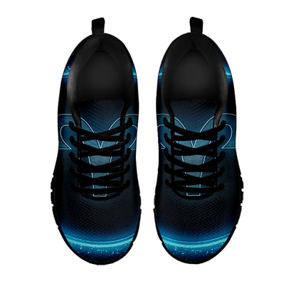 Blue Aries Zodiac Sign Print Black Sneakers
