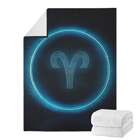Blue Aries Zodiac Sign Print Blanket