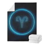Blue Aries Zodiac Sign Print Blanket