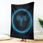 Blue Aries Zodiac Sign Print Blanket