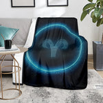 Blue Aries Zodiac Sign Print Blanket
