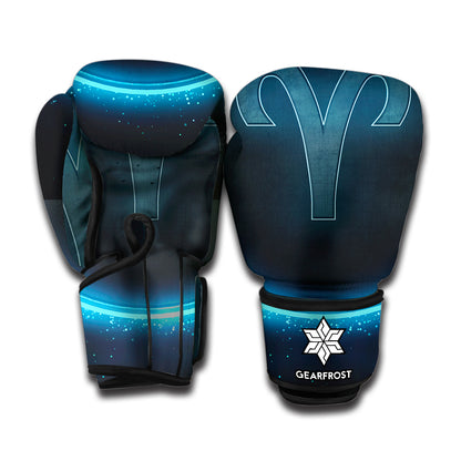 Blue Aries Zodiac Sign Print Boxing Gloves