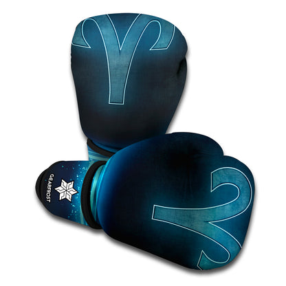Blue Aries Zodiac Sign Print Boxing Gloves