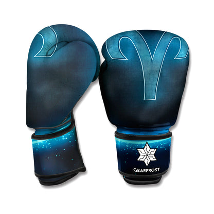 Blue Aries Zodiac Sign Print Boxing Gloves