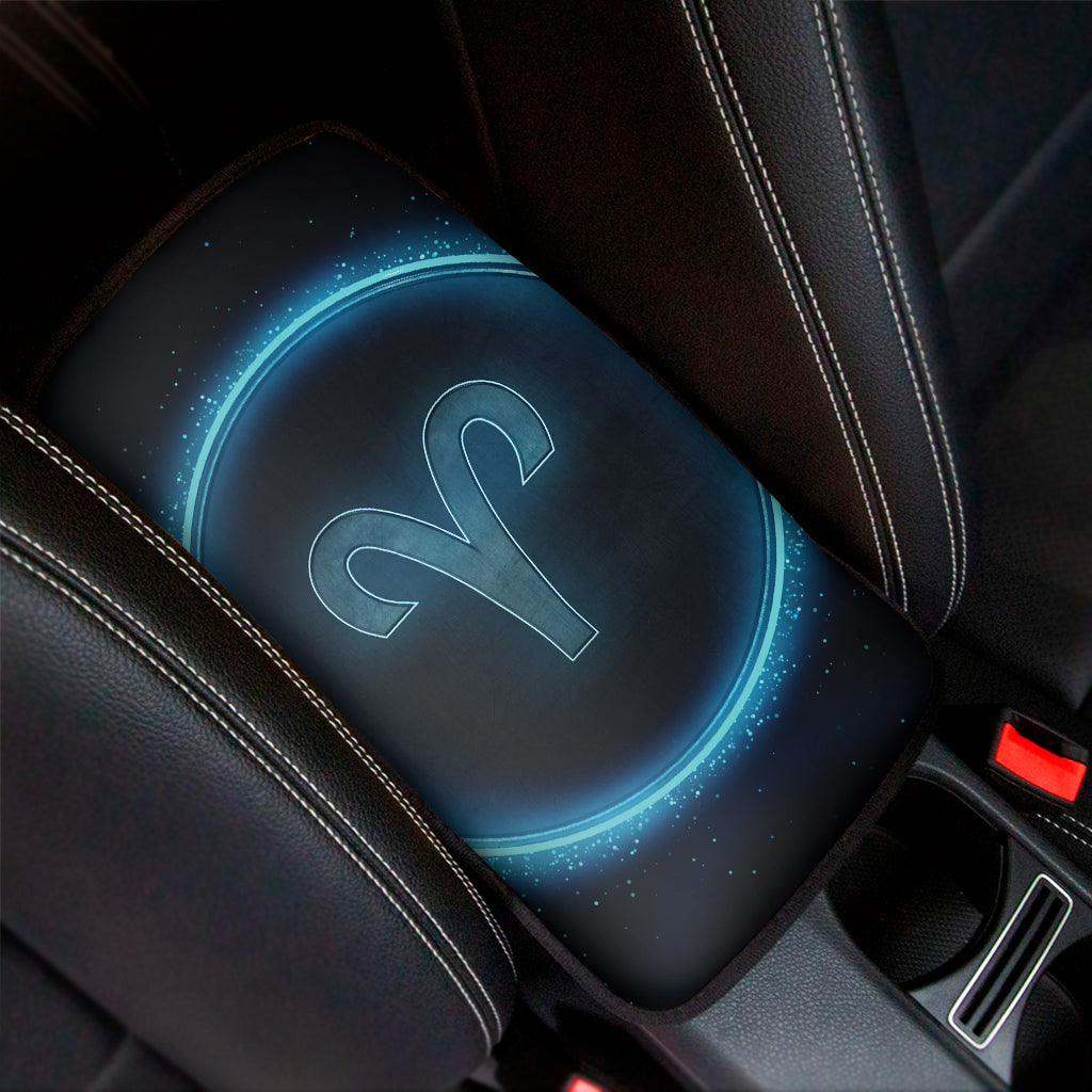 Blue Aries Zodiac Sign Print Car Center Console Cover