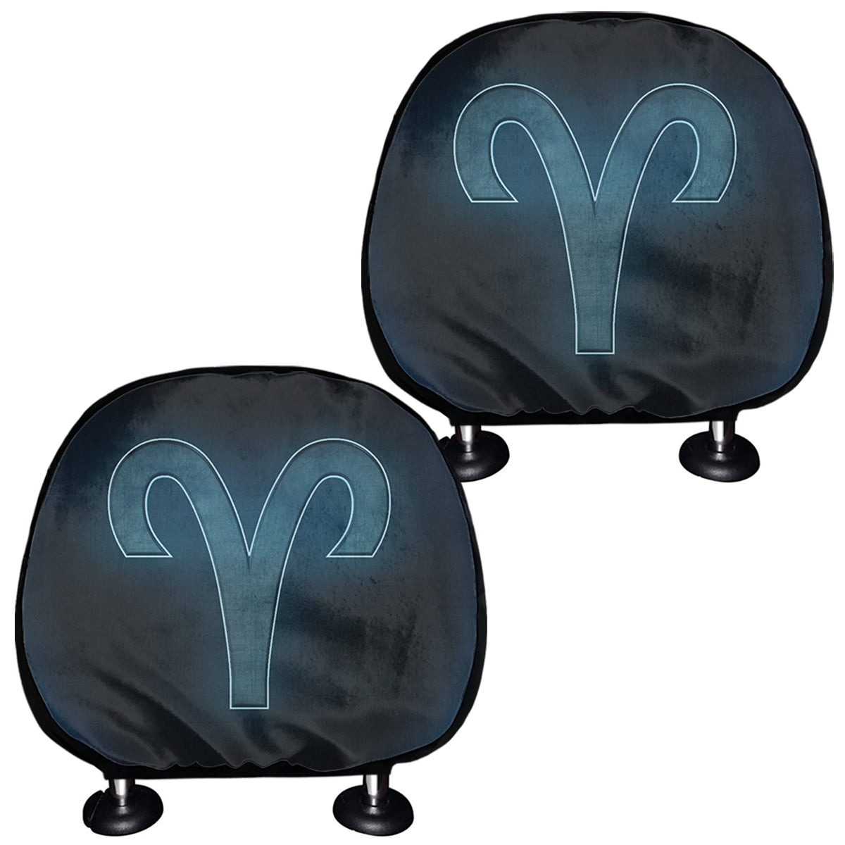 Blue Aries Zodiac Sign Print Car Headrest Covers