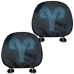 Blue Aries Zodiac Sign Print Car Headrest Covers