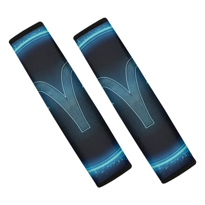 Blue Aries Zodiac Sign Print Car Seat Belt Covers