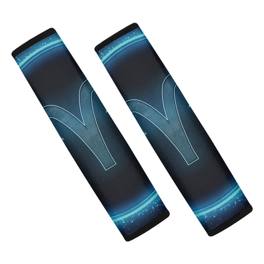 Blue Aries Zodiac Sign Print Car Seat Belt Covers