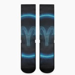 Blue Aries Zodiac Sign Print Crew Socks