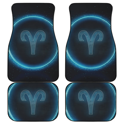 Blue Aries Zodiac Sign Print Front and Back Car Floor Mats