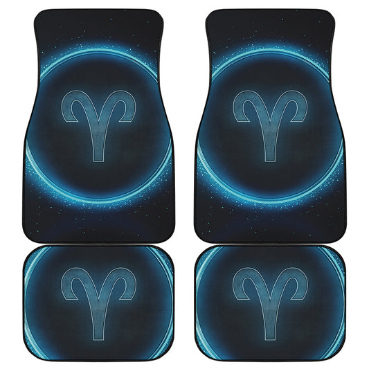 Blue Aries Zodiac Sign Print Front and Back Car Floor Mats