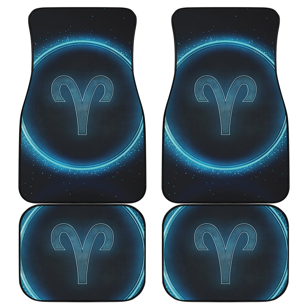 Blue Aries Zodiac Sign Print Front and Back Car Floor Mats