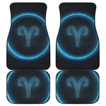 Blue Aries Zodiac Sign Print Front and Back Car Floor Mats