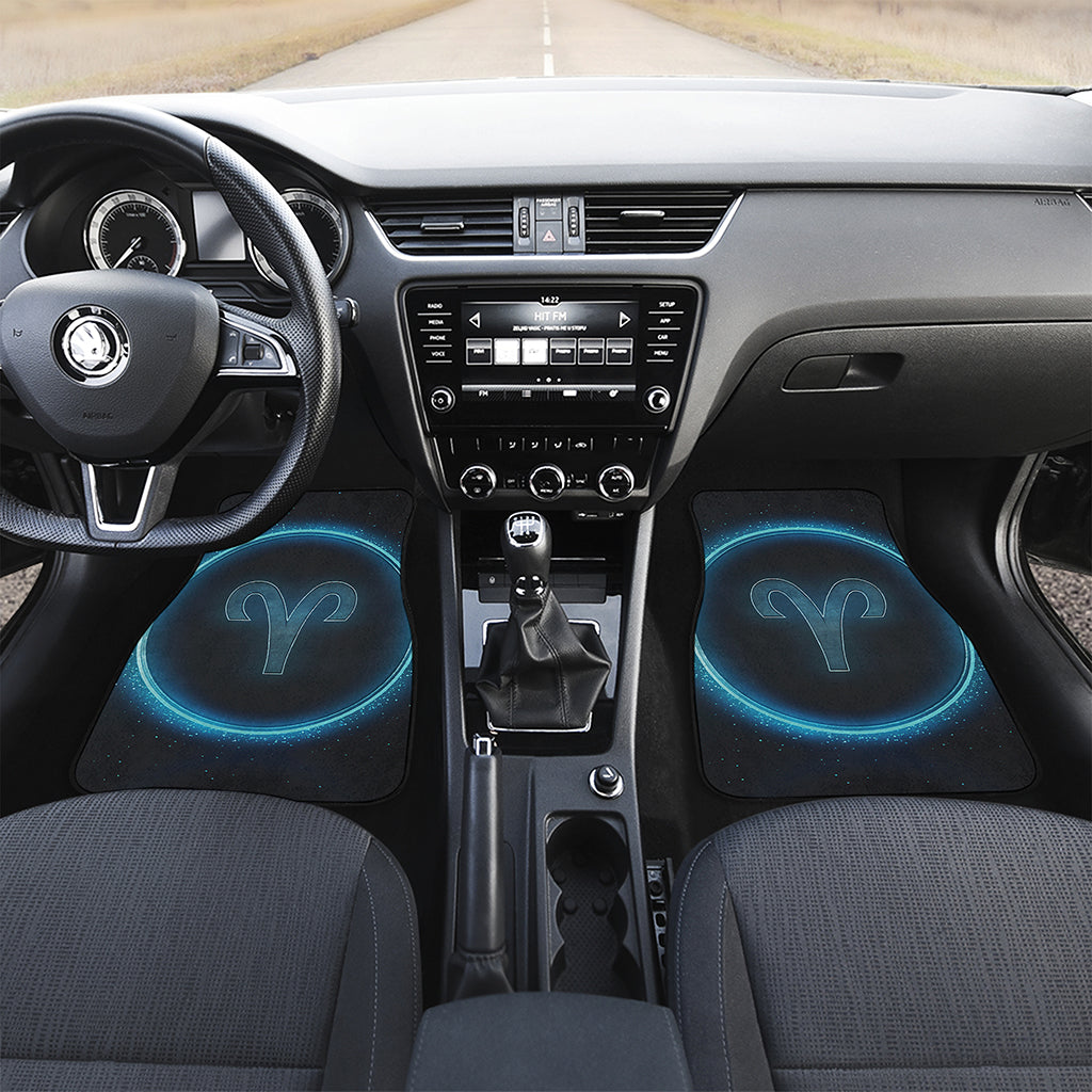 Blue Aries Zodiac Sign Print Front and Back Car Floor Mats