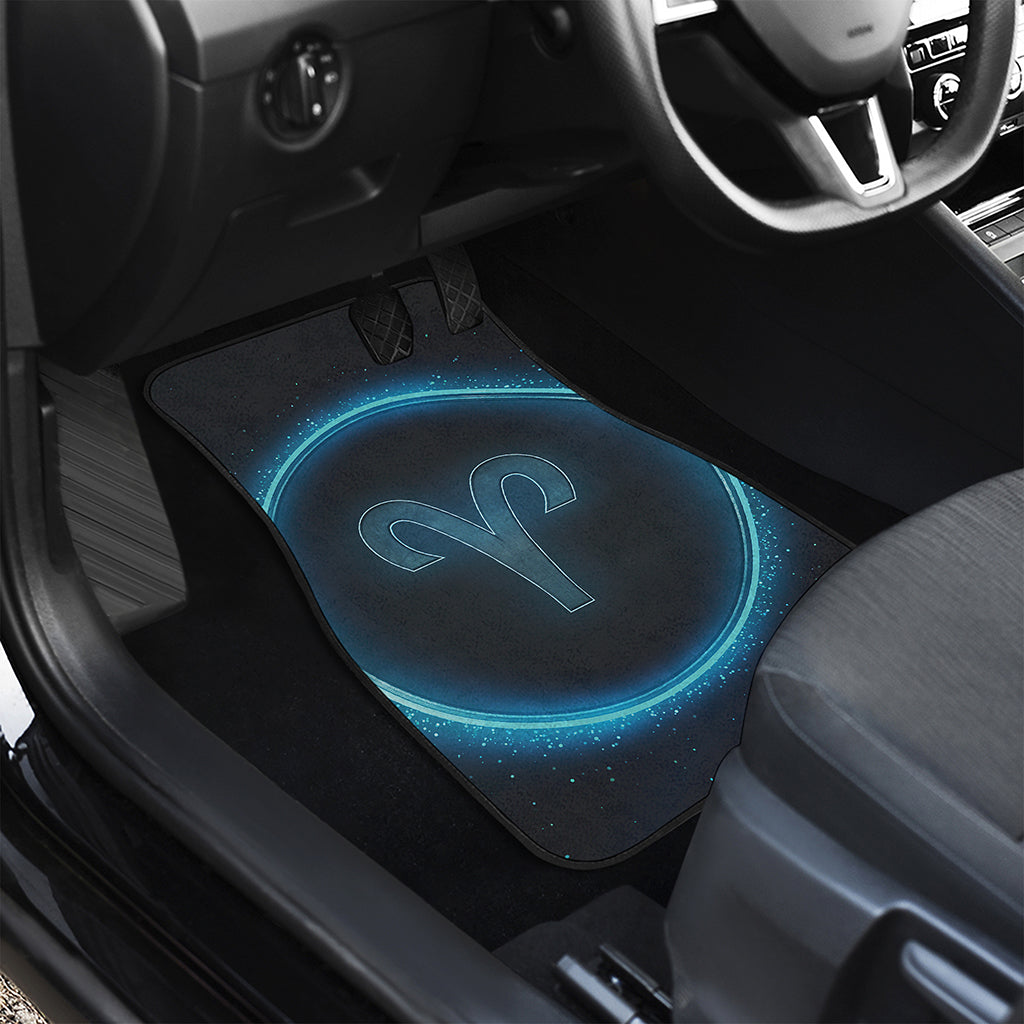 Blue Aries Zodiac Sign Print Front and Back Car Floor Mats