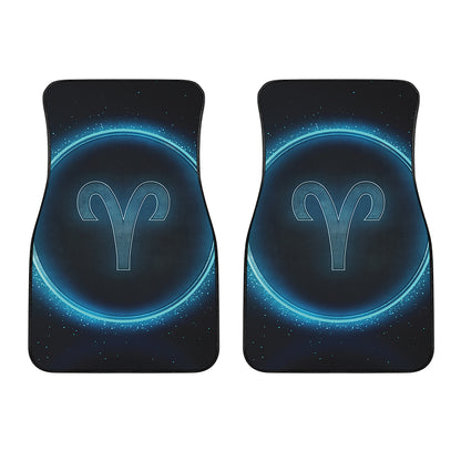 Blue Aries Zodiac Sign Print Front Car Floor Mats