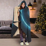 Blue Aries Zodiac Sign Print Hooded Blanket