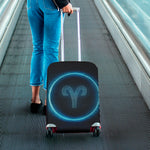 Blue Aries Zodiac Sign Print Luggage Cover
