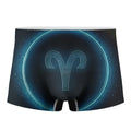 Blue Aries Zodiac Sign Print Men's Boxer Briefs