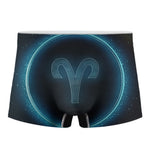 Blue Aries Zodiac Sign Print Men's Boxer Briefs