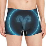 Blue Aries Zodiac Sign Print Men's Boxer Briefs