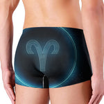 Blue Aries Zodiac Sign Print Men's Boxer Briefs
