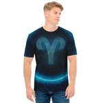 Blue Aries Zodiac Sign Print Men's T-Shirt