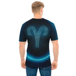 Blue Aries Zodiac Sign Print Men's T-Shirt