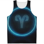 Blue Aries Zodiac Sign Print Men's Tank Top