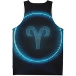 Blue Aries Zodiac Sign Print Men's Tank Top