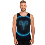 Blue Aries Zodiac Sign Print Men's Tank Top