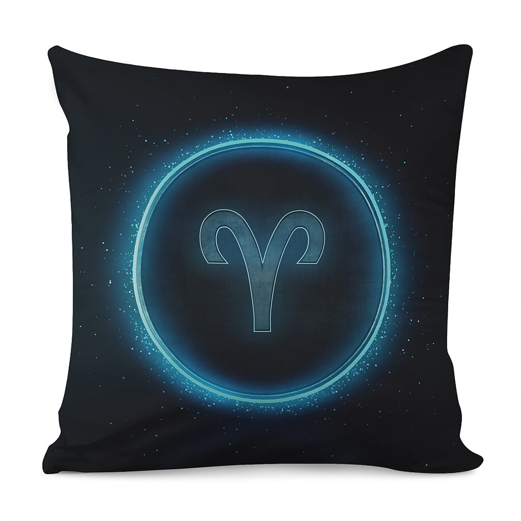 Blue Aries Zodiac Sign Print Pillow Cover