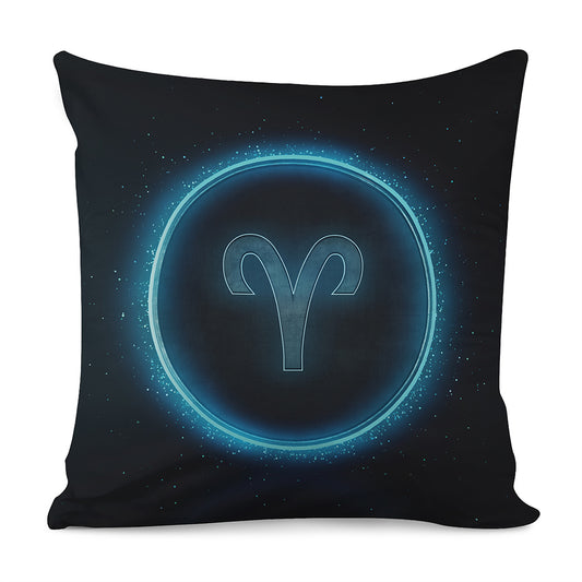 Blue Aries Zodiac Sign Print Pillow Cover