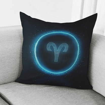 Blue Aries Zodiac Sign Print Pillow Cover