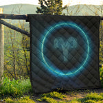 Blue Aries Zodiac Sign Print Quilt