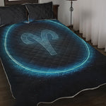Blue Aries Zodiac Sign Print Quilt Bed Set